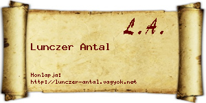 Lunczer Antal névjegykártya